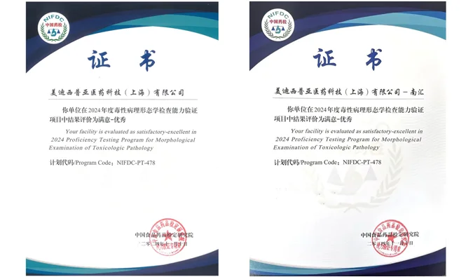 再获权威认可！w66国际·利来荣获毒性病理形态学检查能力验证优秀证书